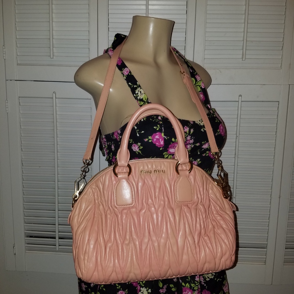 SALE! Miu Miu Bowler Dusty MedNappa  BAG - Picture 2 of 8